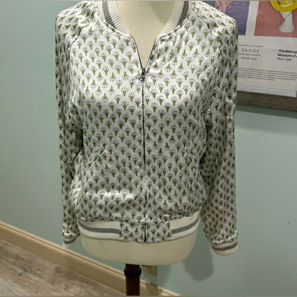 TINY EDITIONS For Anthropology | Silk Embroidered Bomber Jacket | Size Small - Picture 6 of 14